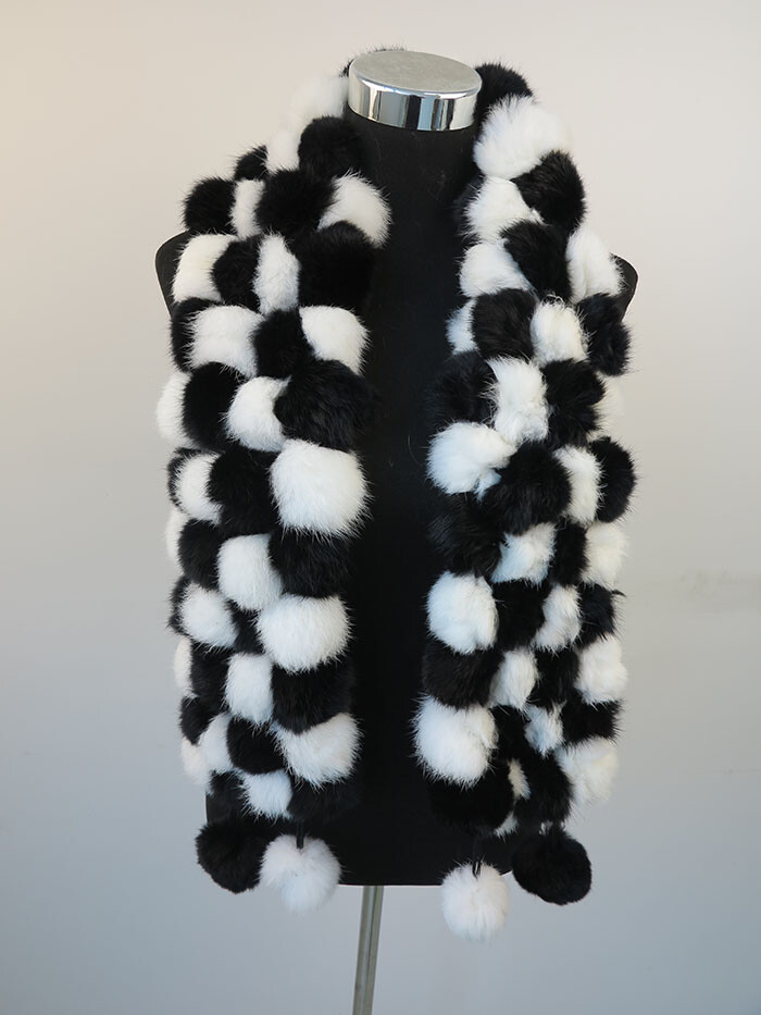 100% real rabbit fur pom poms scarf/ cape/ wrap 7 wonderful color available