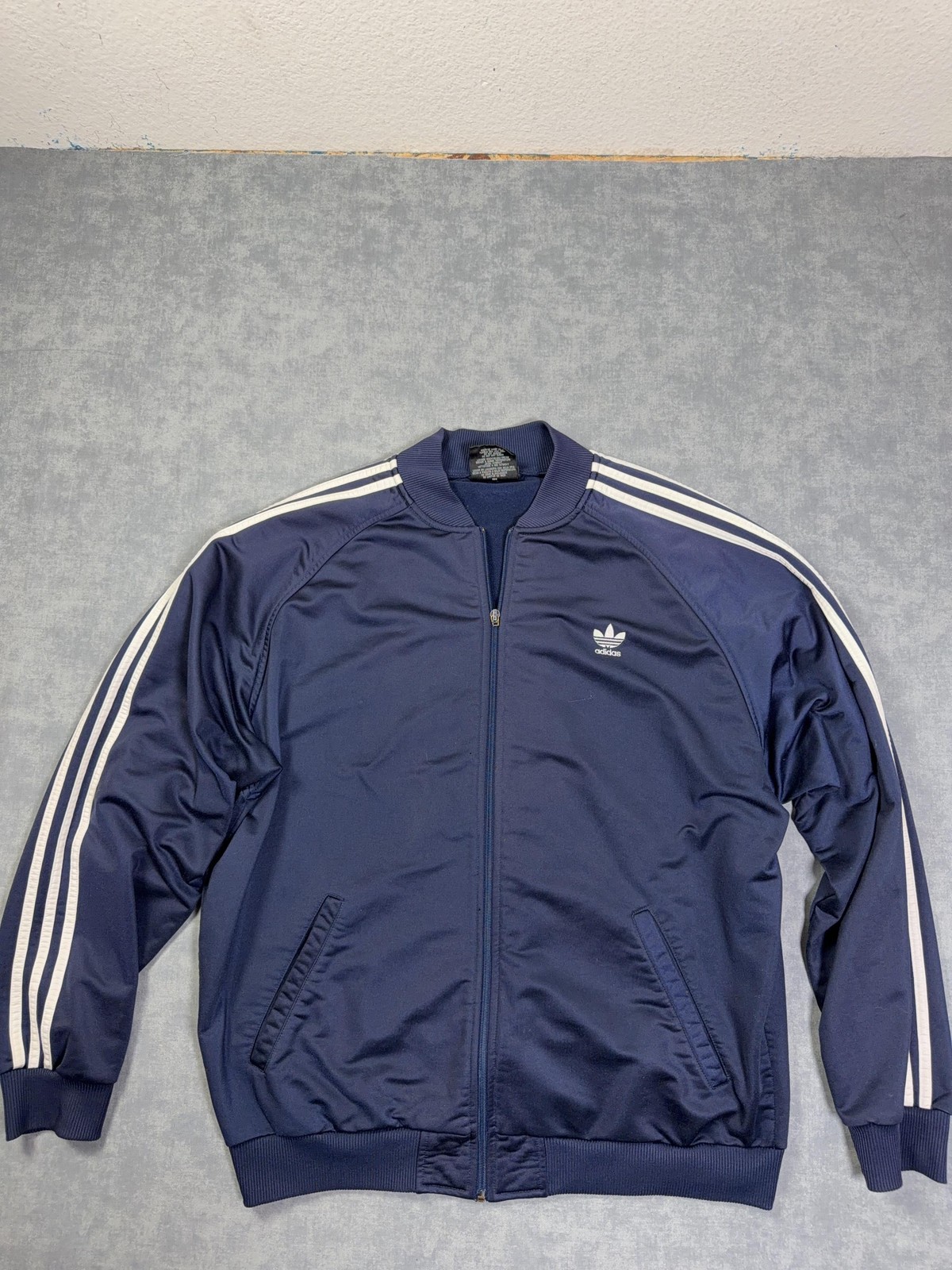 Vintage Adidas Originals Track Jacket Mens XL Blue Full Zip Three Stripes