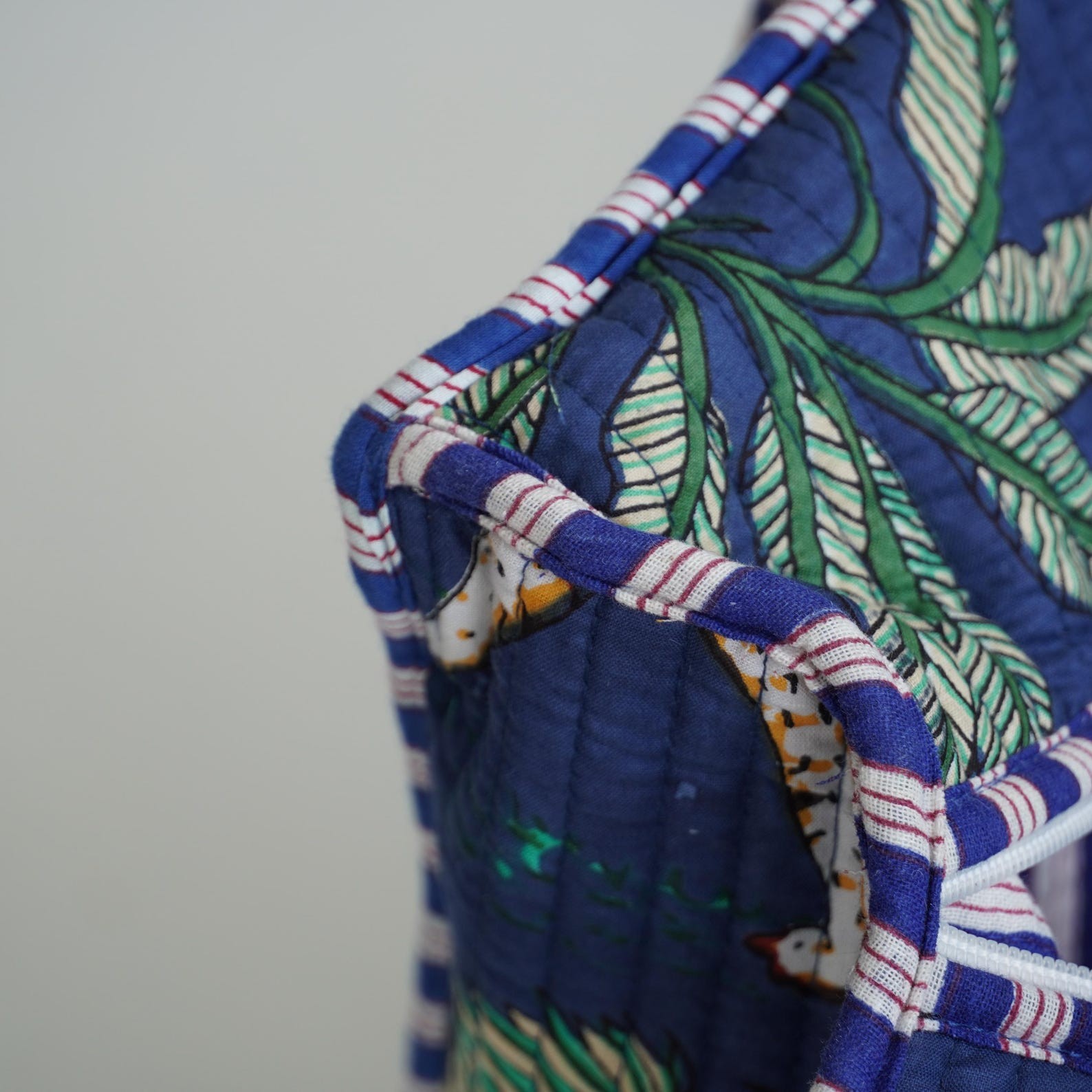 Handmade Cotton Tote Bag Navy Blue Jungle Animal Print Boho Shoulder Shopper