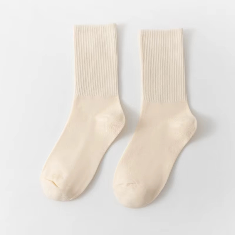 Unisex Casual Cotton Socks round Neck Mid Tube Fashionable Solid Color Breathabl