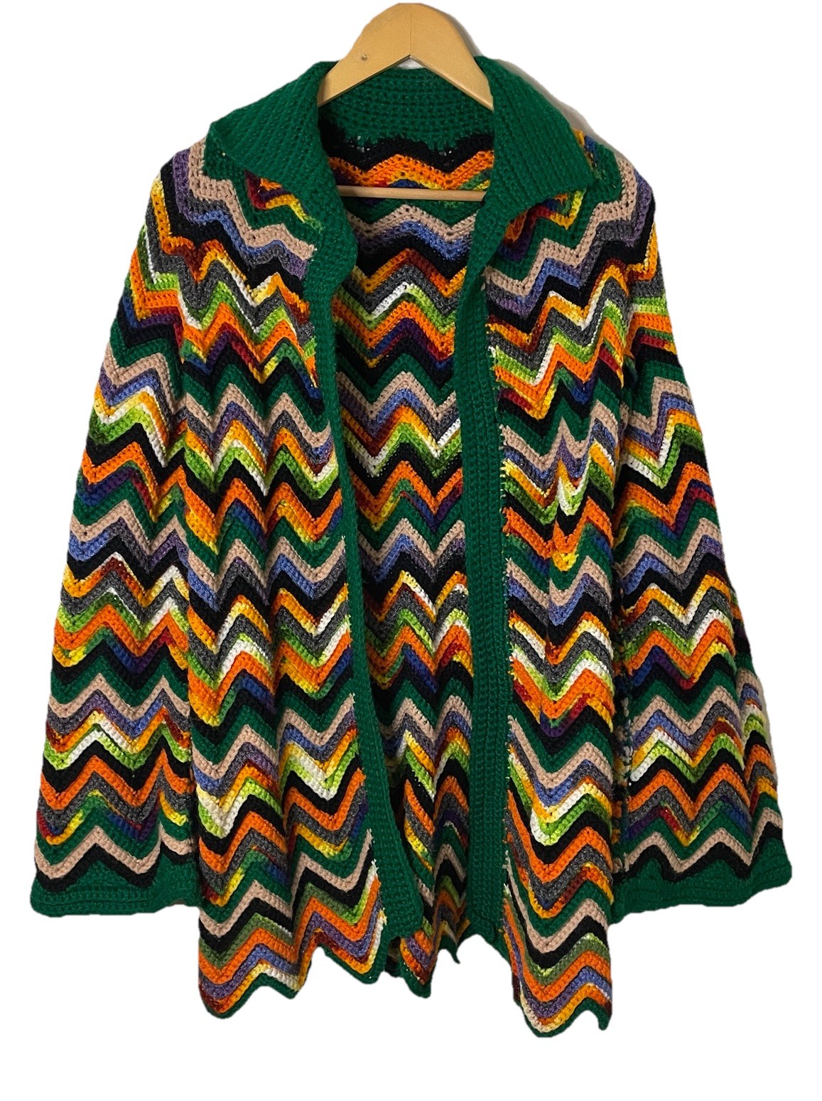 Granny Afghan Crochet Cardigan Sweater Coat Multicolor Handmade Festival S/M/L