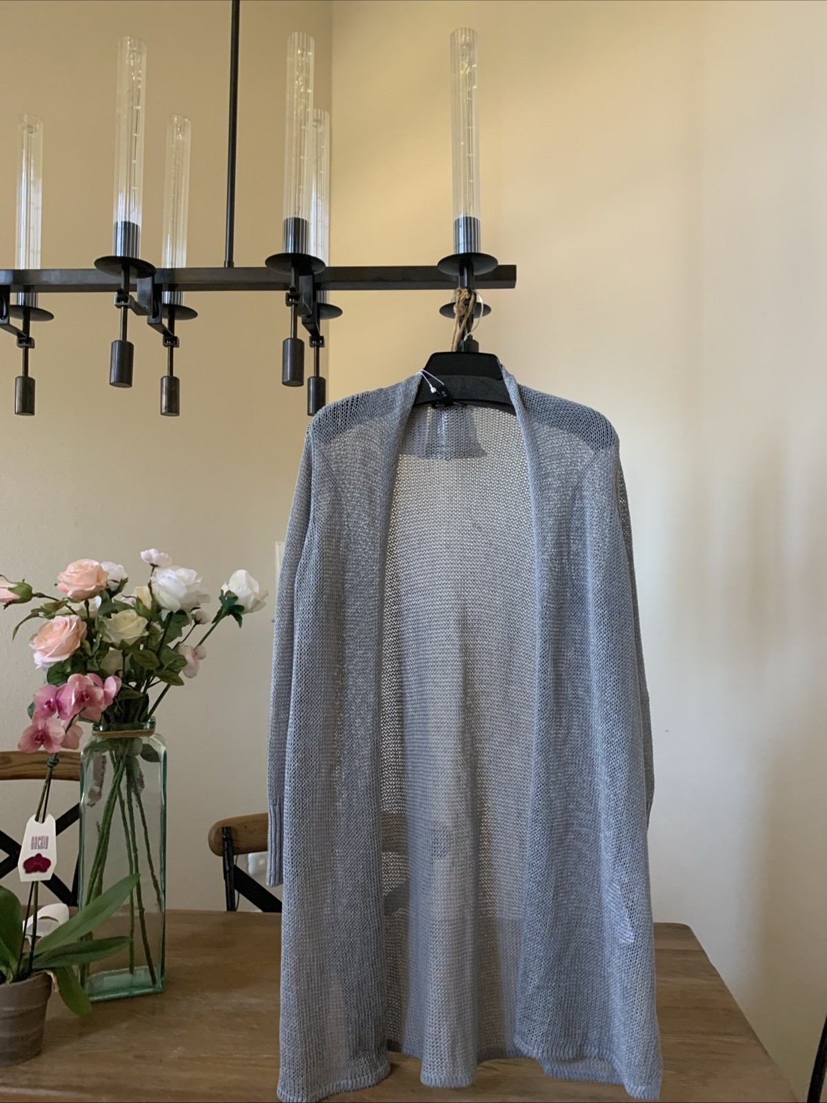 NWT Eileen Fisher GREYSTONE Organic Linen Cotton Cord Long Cardigan M Size $298