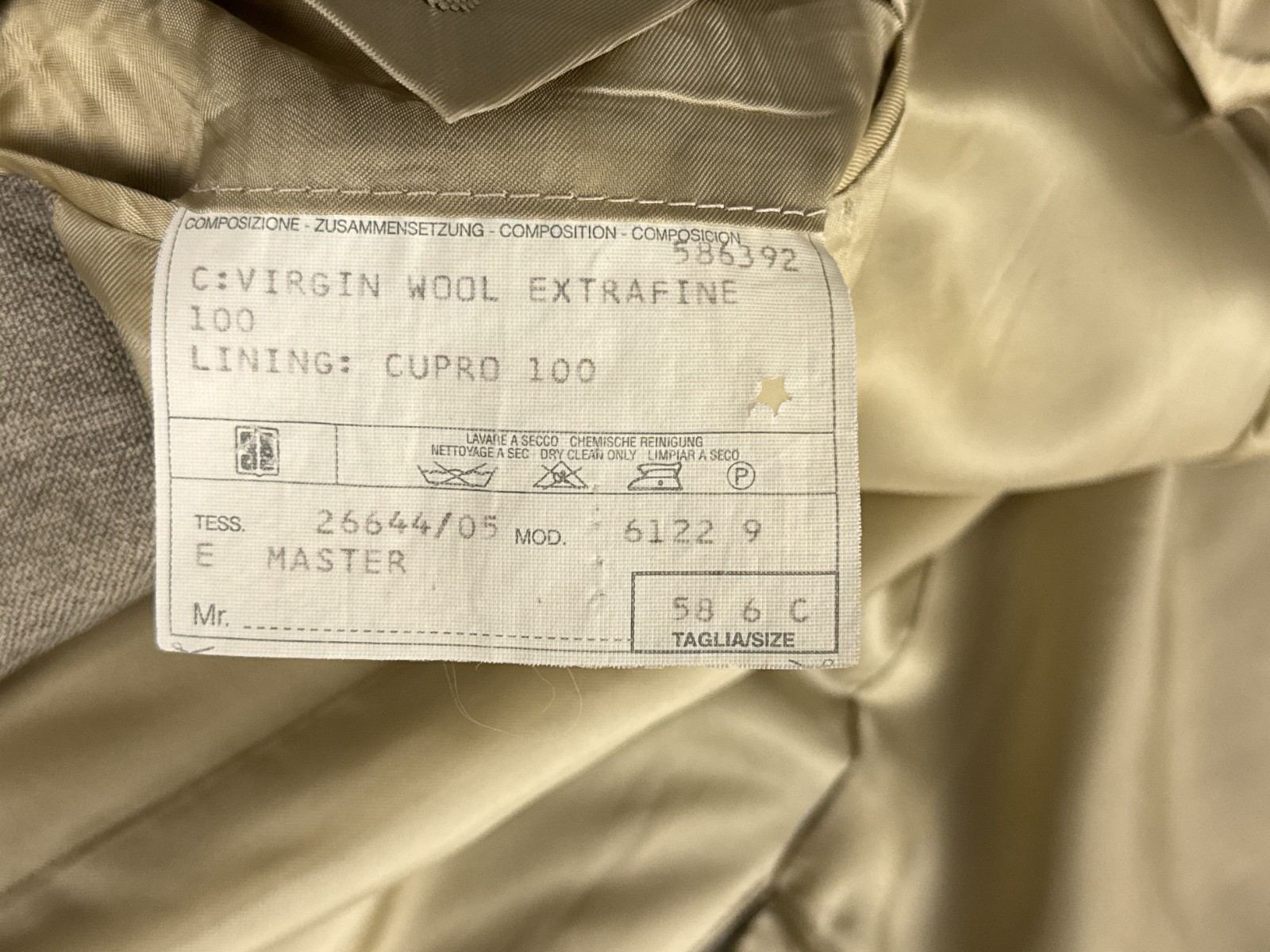 Corneliani Linea Sartoria Blazer EU58R UK48R Super 140s Beige Check Wool Jacket