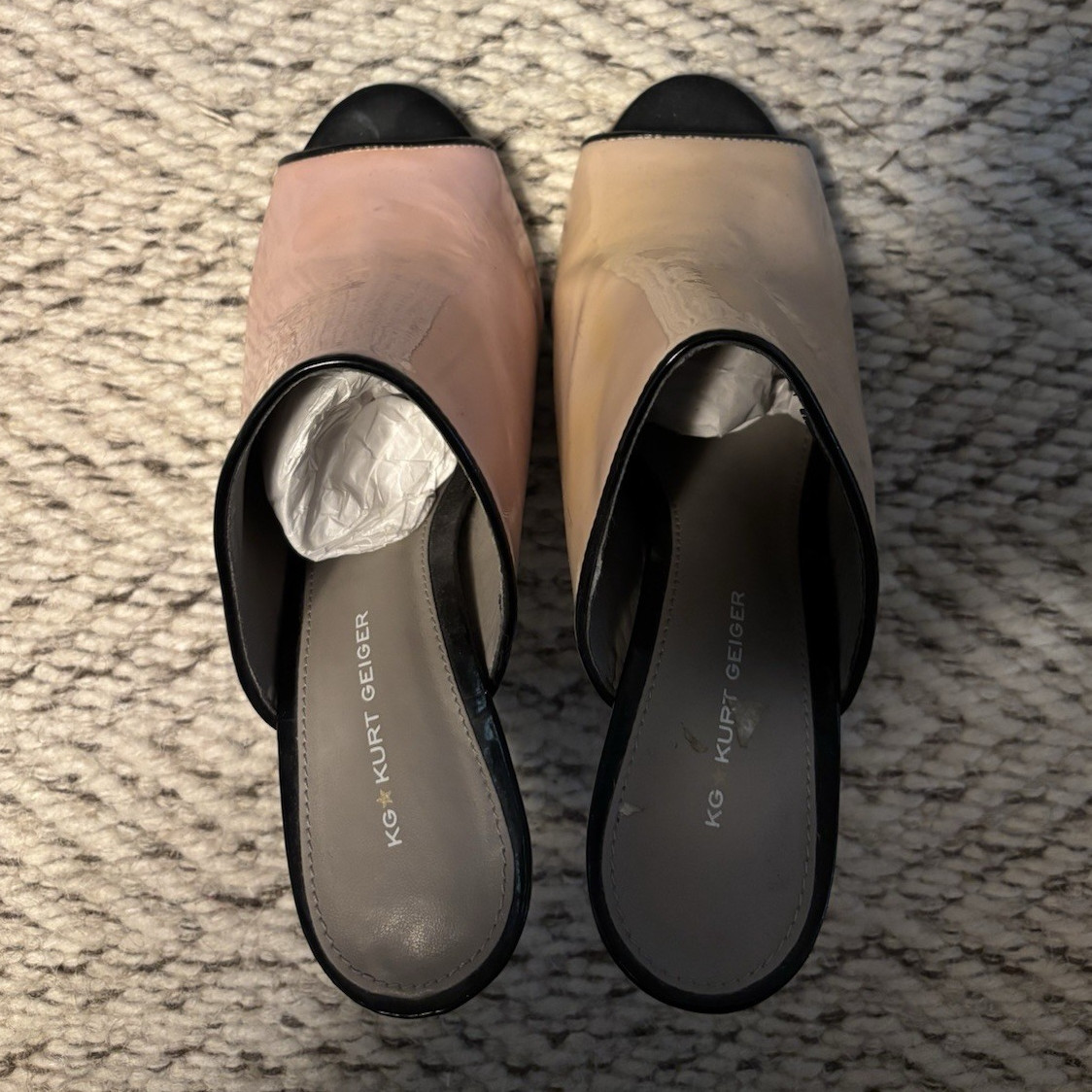 KG Kurt Geiger Women’s Patent Leather Mule Heels Open Toe Slip On EU 39