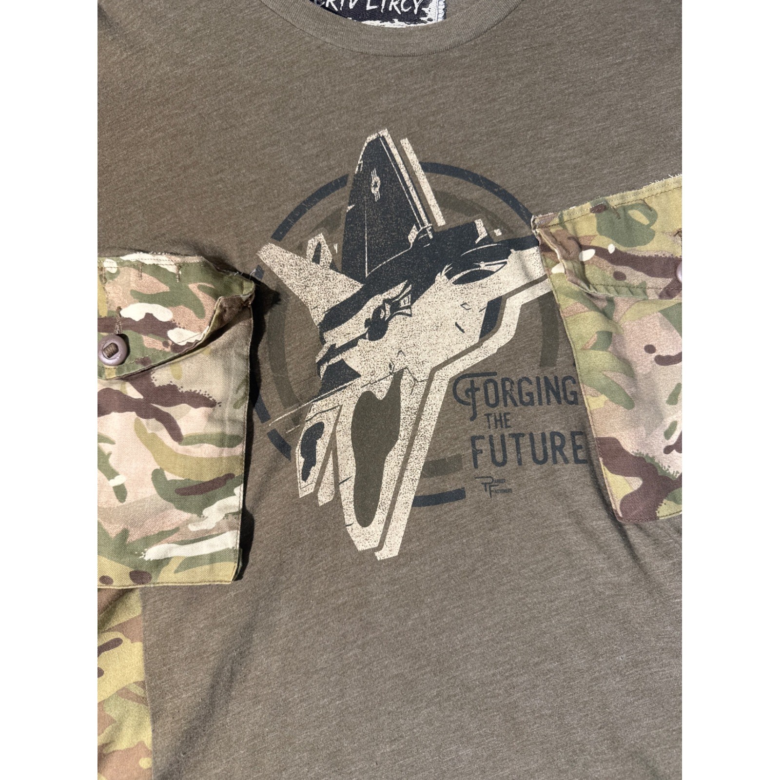 Upcycled Multicam Camo Army Hybrid Tee Forging the Future Graphic Mens 2XL