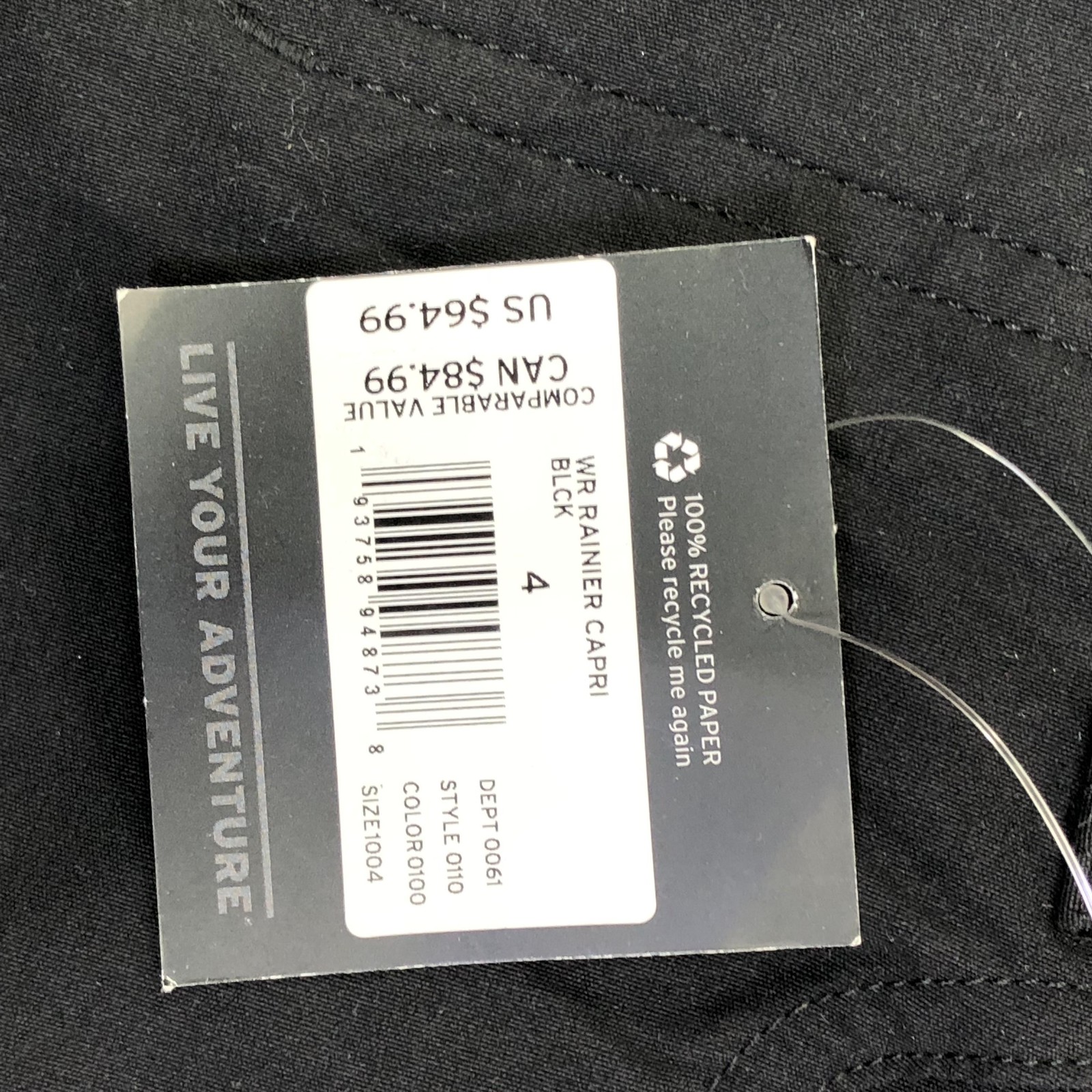 Eddie Bauer Pants Womens 4 Black WR Rainier Capri Water Resistant Hiking UPF 50