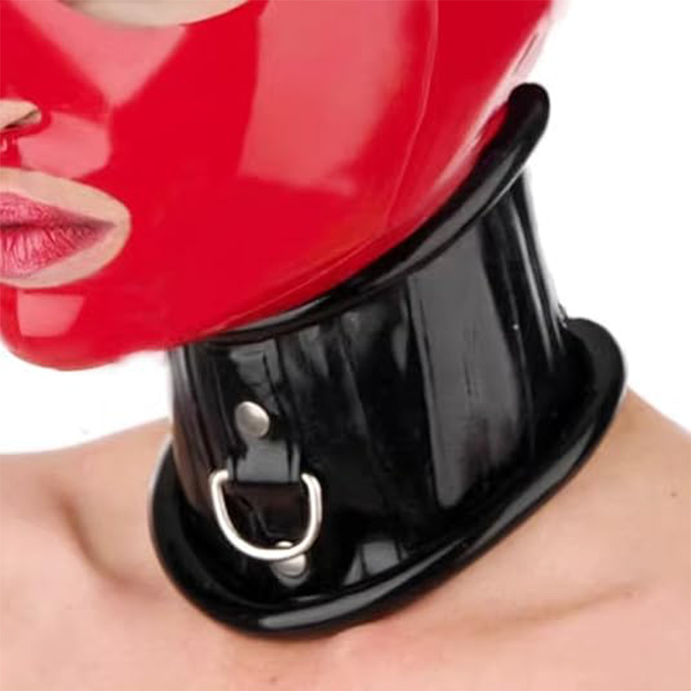 Latex Choker Collars Rubber Neck Corset Roll Edge with Lacing Behind Costum made