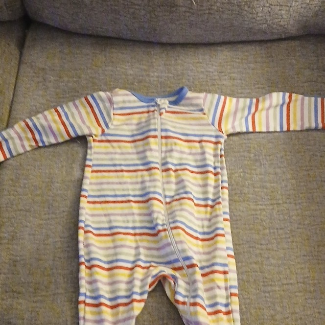 Wonder Nation Baby One-Piece Cotton Knit Striped Zip Sleeper Long Sleeve 0-3M