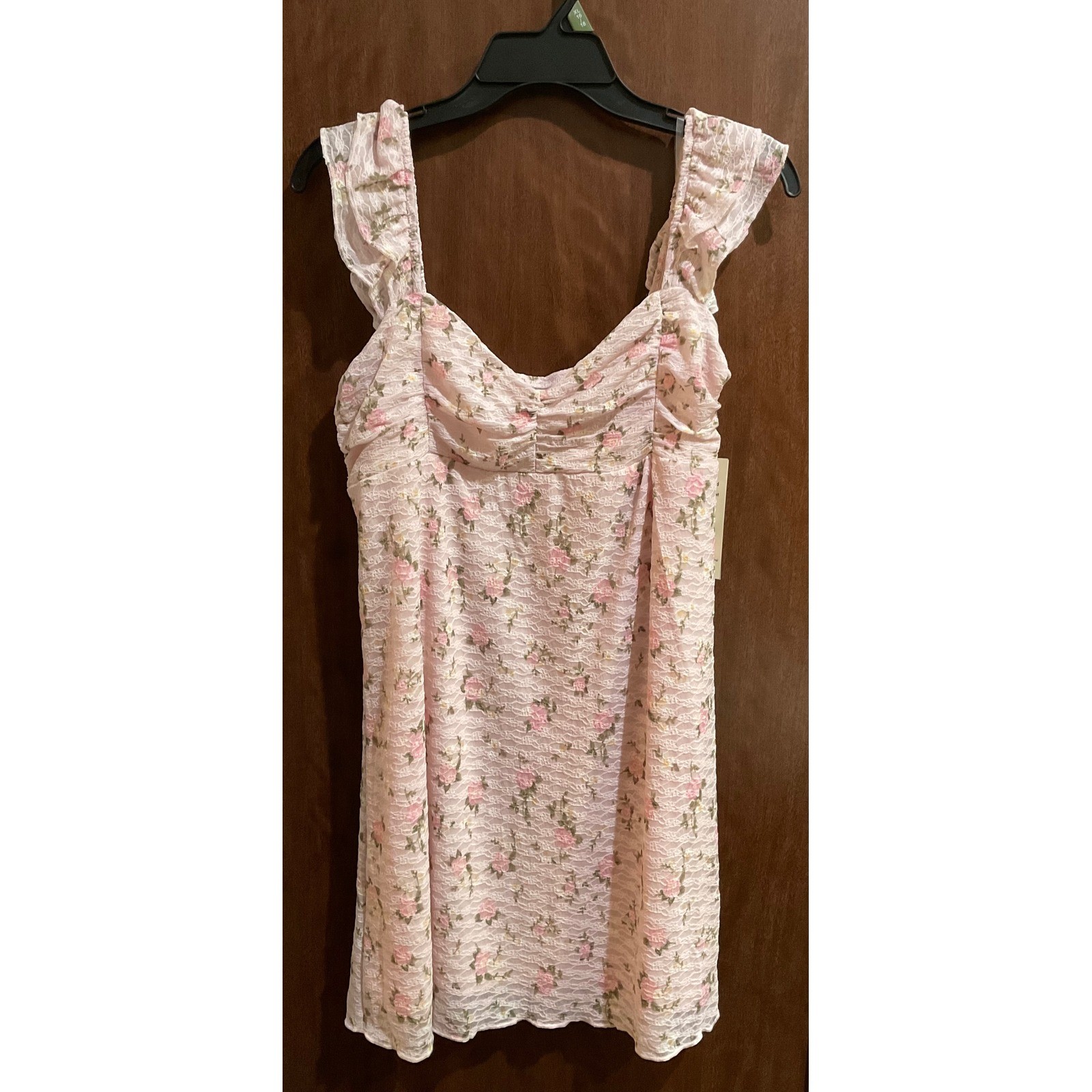 No Boundaries Double Ruffle Ruched Mini Dress, Women’s size XL H-048