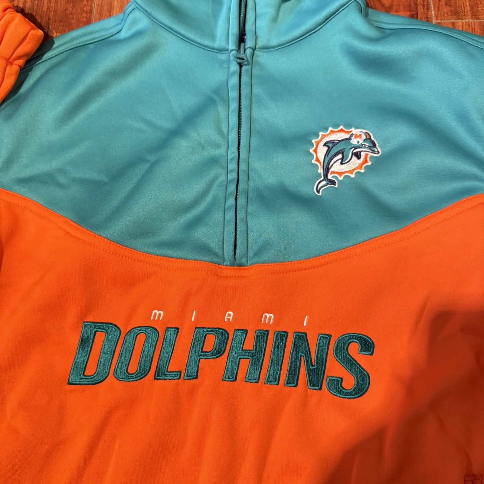 Miami Dolphins Reebok Team Apparel Pullover Jacket Youth Sz Large 14-16 1/4 Zip!
