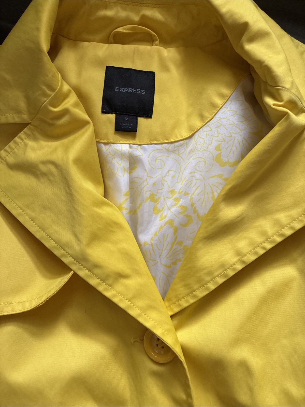 Express Sun-Kissed Yellow Belted Rain Jacket Trench Versatile for All Seasons