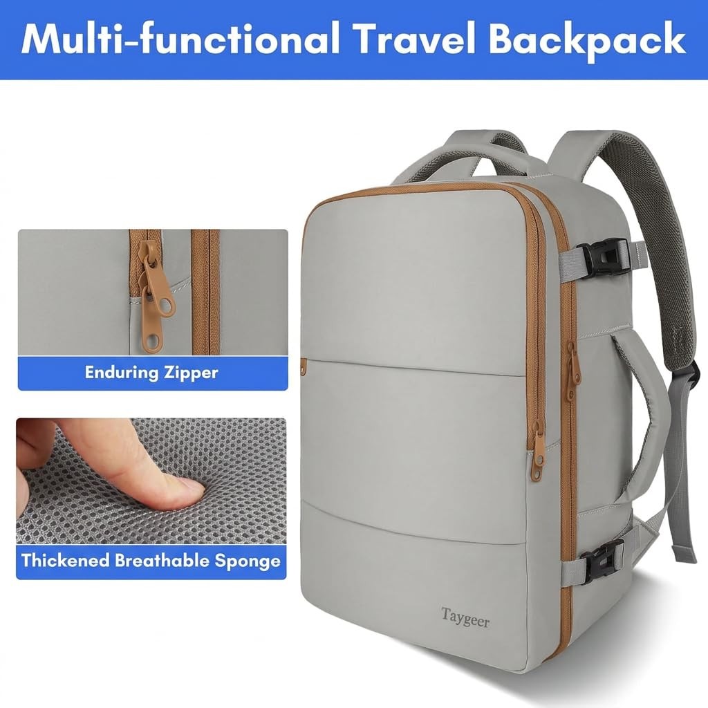 Carry On Travel Backpack for Men Women, 17.3″ Laptop Bag Flight Approved
