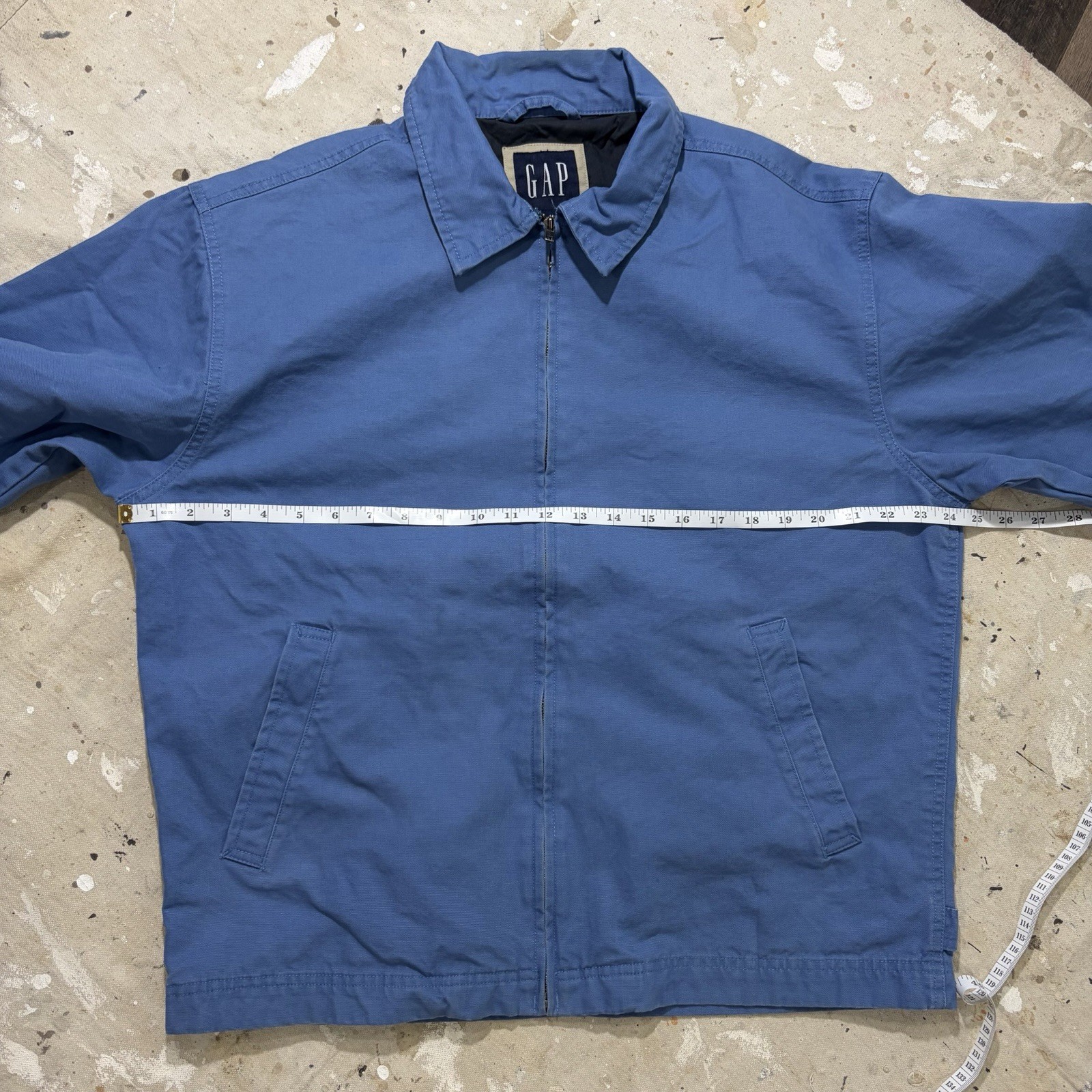 Vintage GAP Jacket Y2K 2000s Men’s Medium Full Zip Up Harrington Blue Cotton