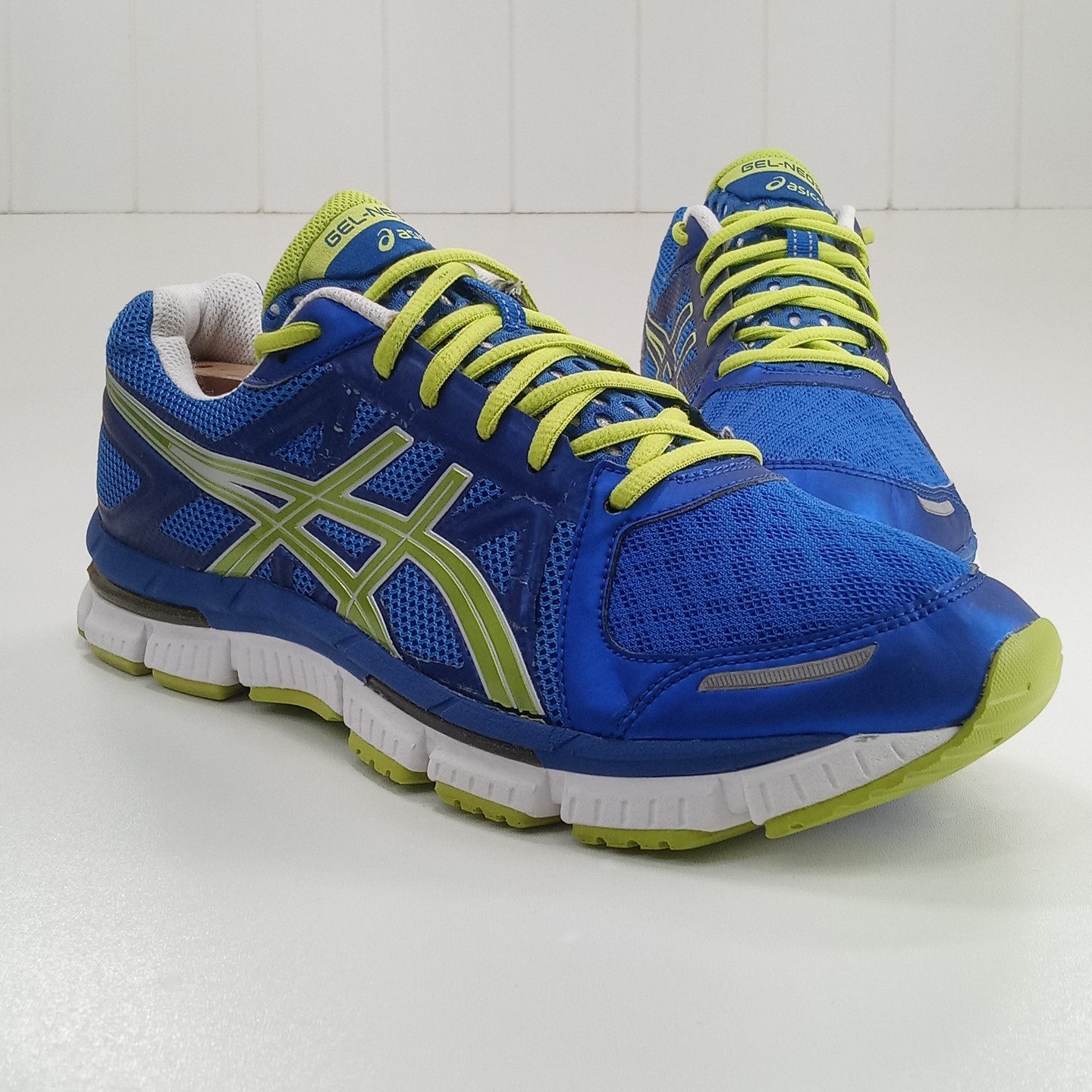 Asics Gel-Neo33 Men’s Running Shoes Blue Lime Green T222N Sneakers Size 10