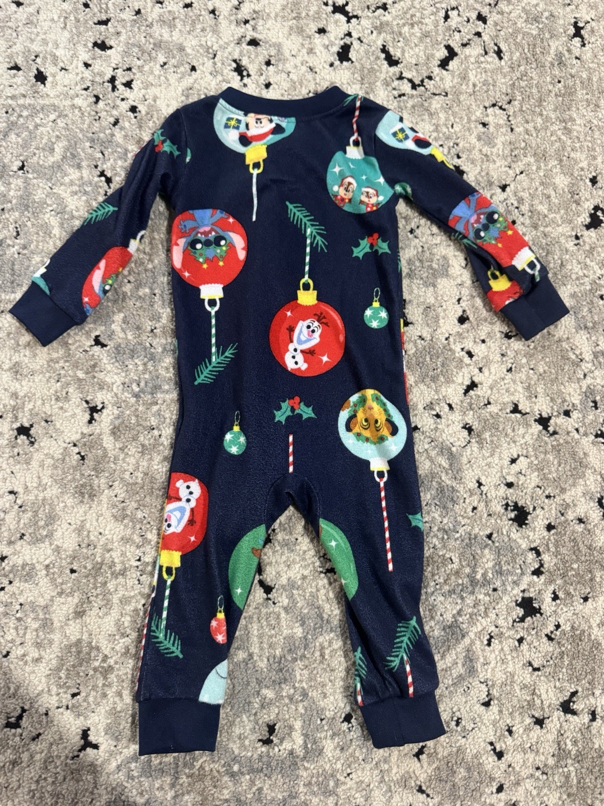 Disney Zip Footless One-Piece Sleeper 12M Christmas Mickey & Friends Blue