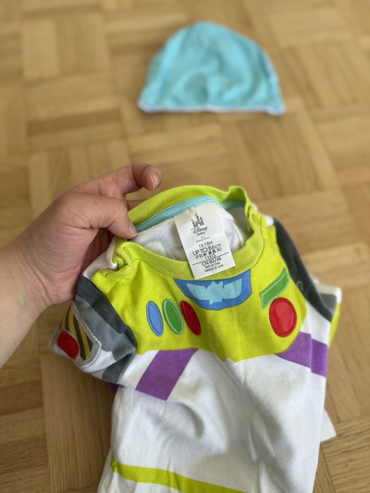 Disney Store Baby Buzz Lightyear Costume Bodysuit Hat Set 12-18M Toy Story EUC