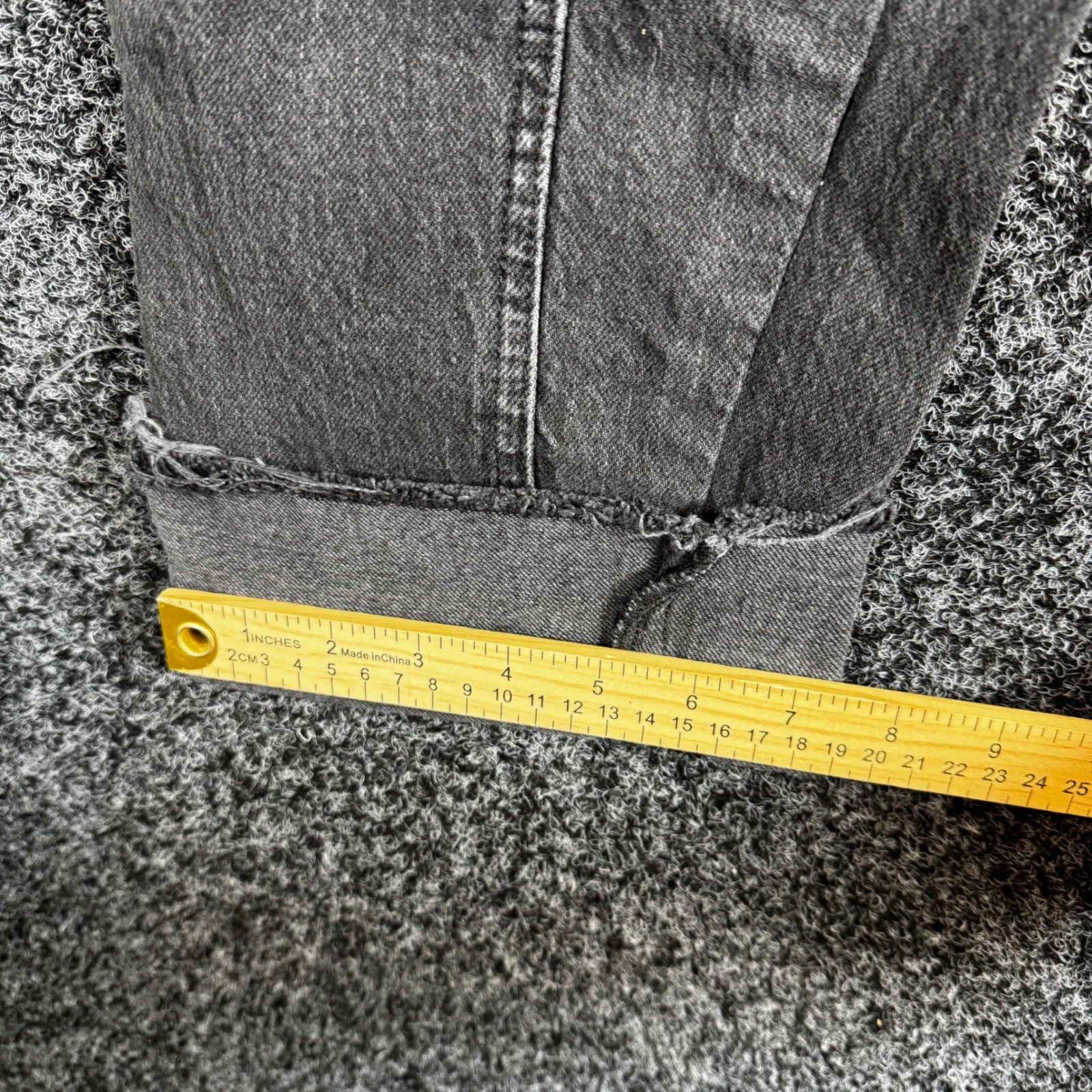 We The Free People Horseshoe Barrel Leg Jeans Black Washed Raw Cuff Size 24