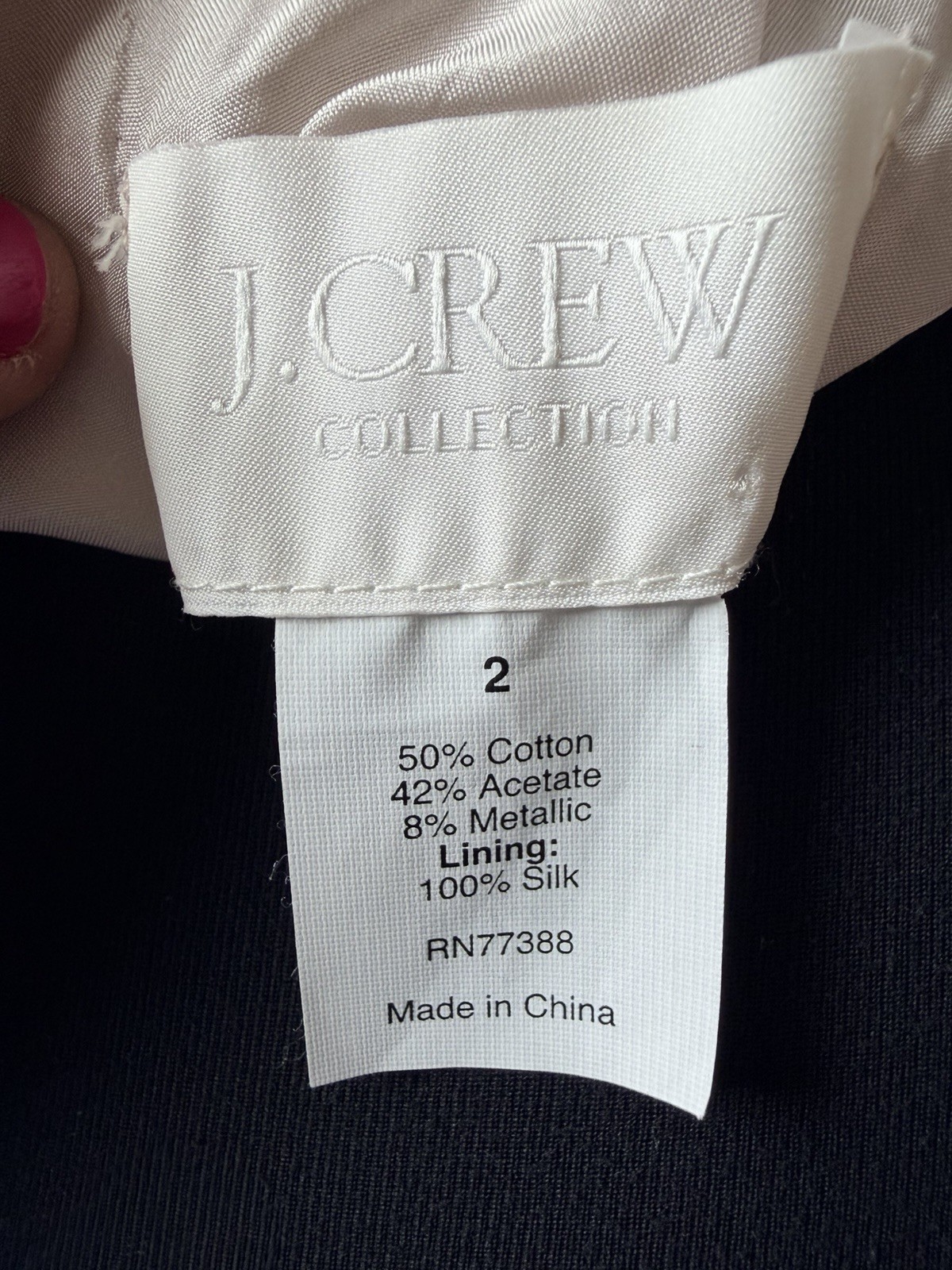 J.CREW Collection Silver Metallic Pencil Skirt Knee Length Size 2 Silk Lining