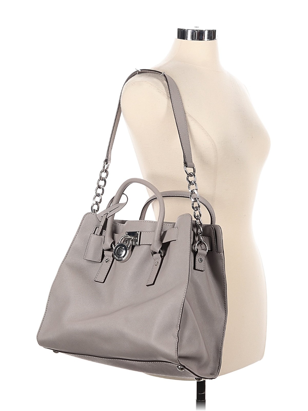 Michael Kors Hamilton Large Gray Satchel Handbag Brand New