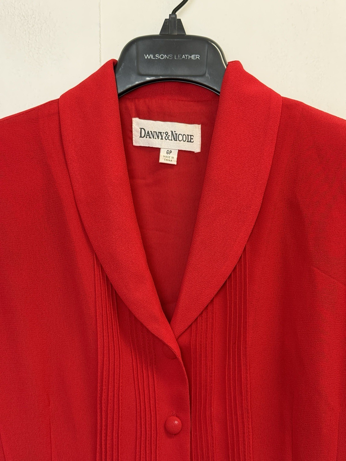 Danny & Nicole 2 Piece Skirt Suit 6P Pleated Career Business Office Dressy Red