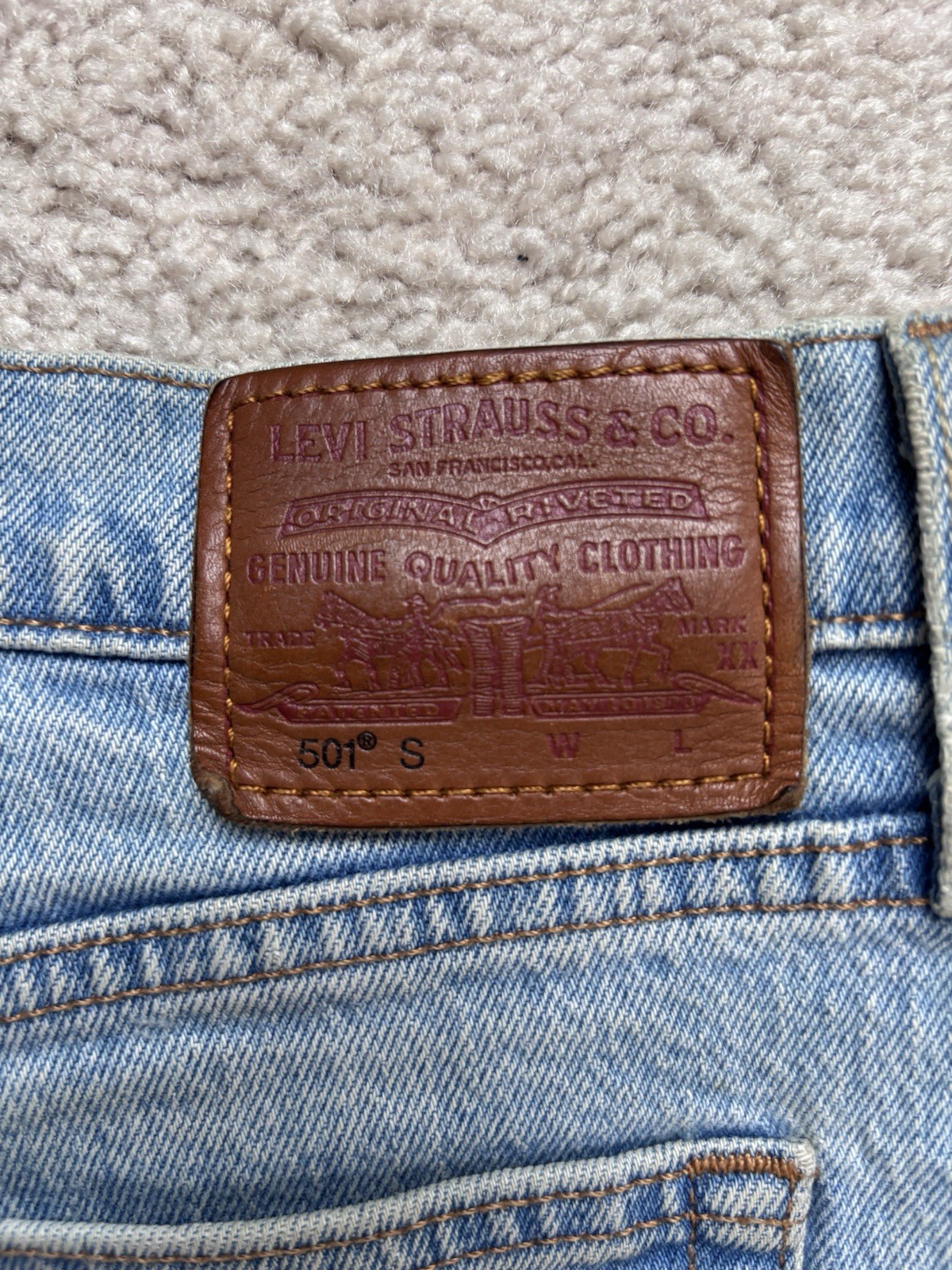 Levi’s Jeans 501 Men’s Blue Straight Regular Fit Leather Patch 32 x 30
