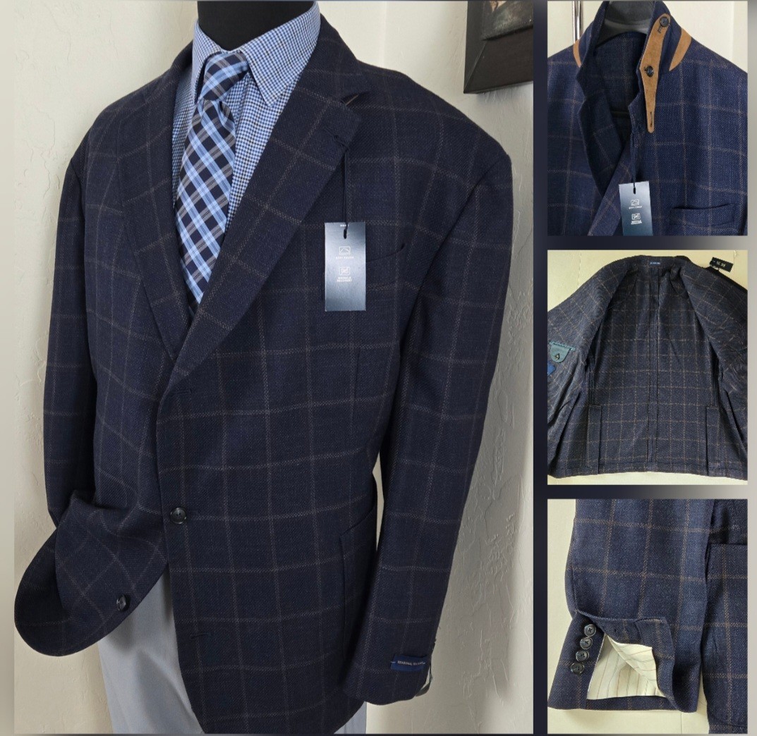 NWT Stafford Unstructured Blazer 56L Hopsack Surgeon Cuffs Hacking Sport Jacket