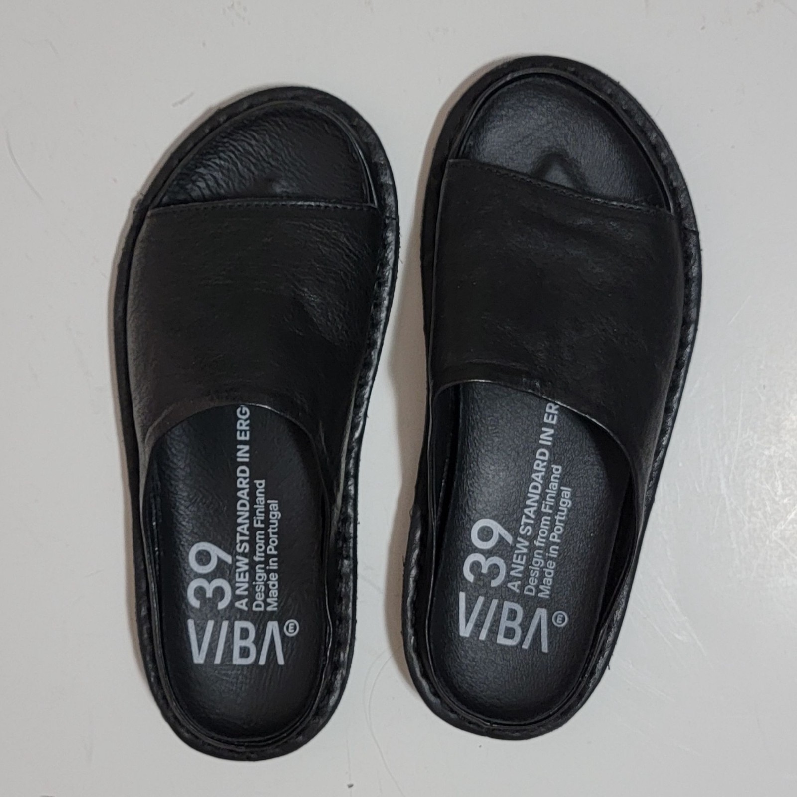 VIBA Saint Tropez Leather Sandals Dad 90s Boho Chic Minimalist Womens 39 New