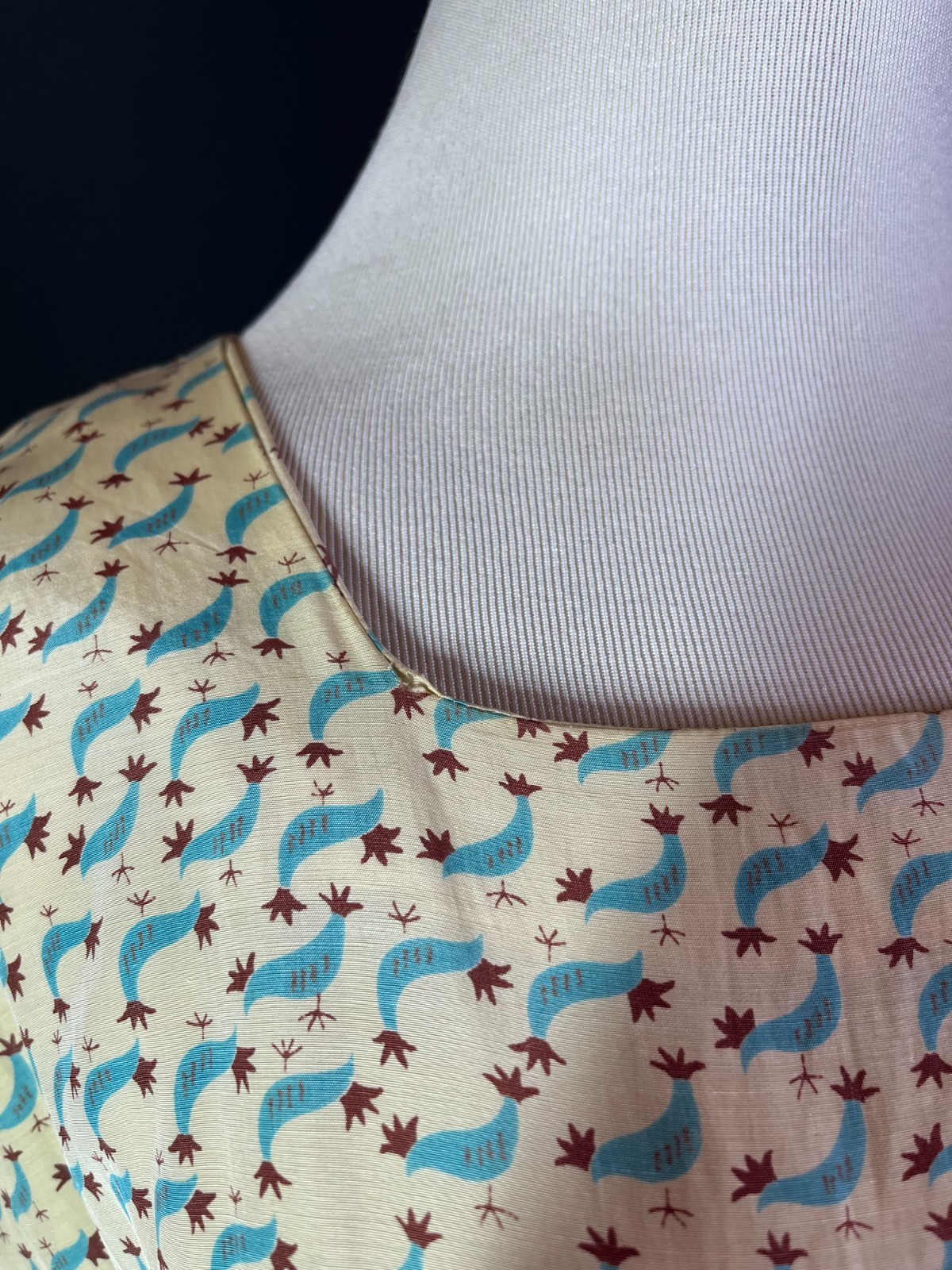 Vintage Homemade Housedress Short Sleeve Pockets Rooster Print *Flaws