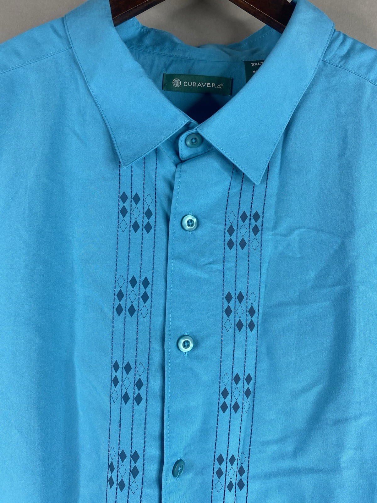 Cubavera Big & Tall Blue Moon Button Down Short Sleeve Collared Shirt Men’s 3XLT