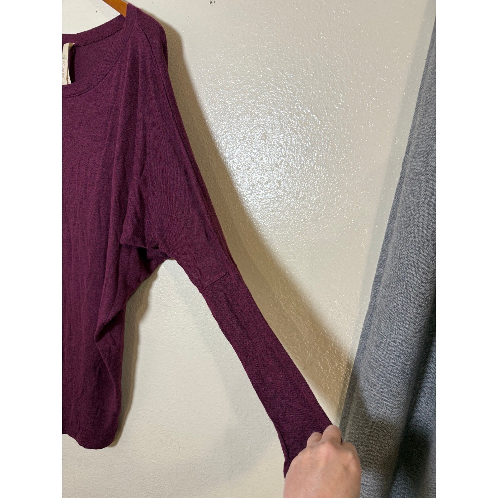Natural Life Women Sweater Plum Purple M Heathered Dolman Sleeve Relaxed Knit