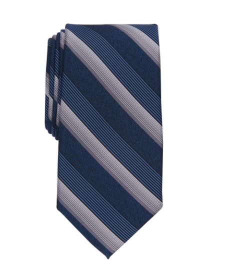 Perry Ellis Mens Necktie Preston Stripe Width: 3 1/8″ Navy Tie $55 2PC22-1025