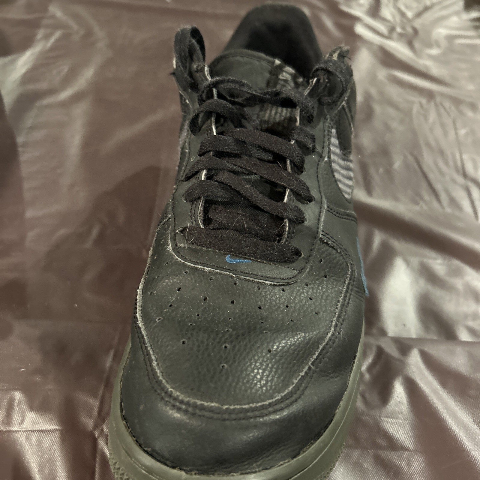 Size 11 Nike Air Force 1 Carbon Fiber” Black/Grey/Blue USED