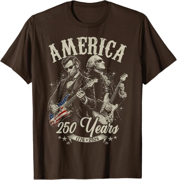 George Washington Lincoln Playing Guitar Abe Lincoln 250th T-Shirt