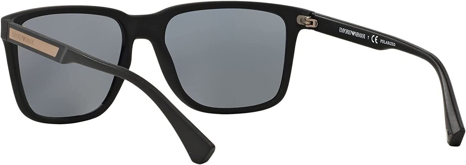 Emporio Armani EA4047 5063/81 Black Rubber Grey Polarized Sunglasses