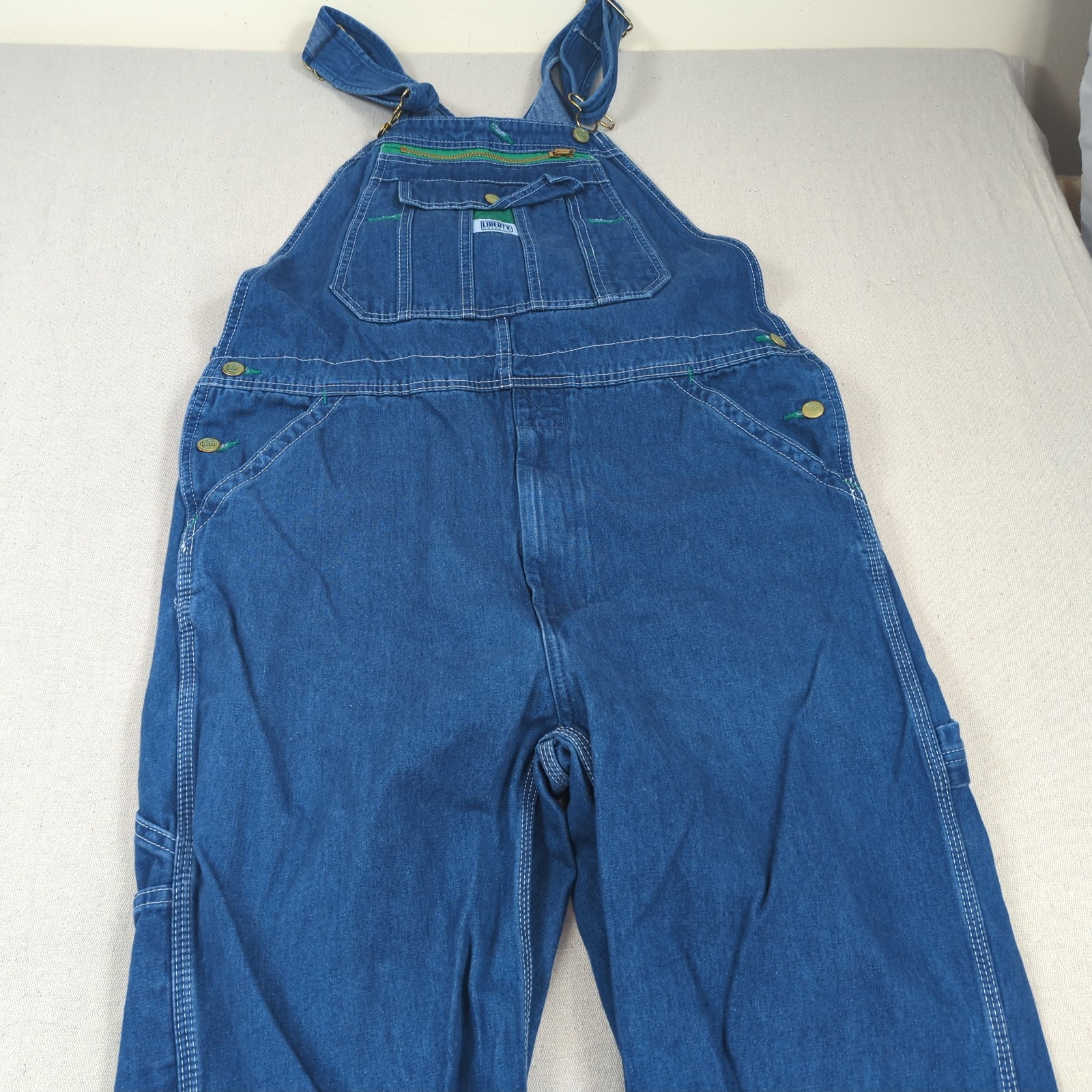 Liberty Overalls Mens 34×30 Blue Denim Utility Hammer Loop Carpenter Workwear