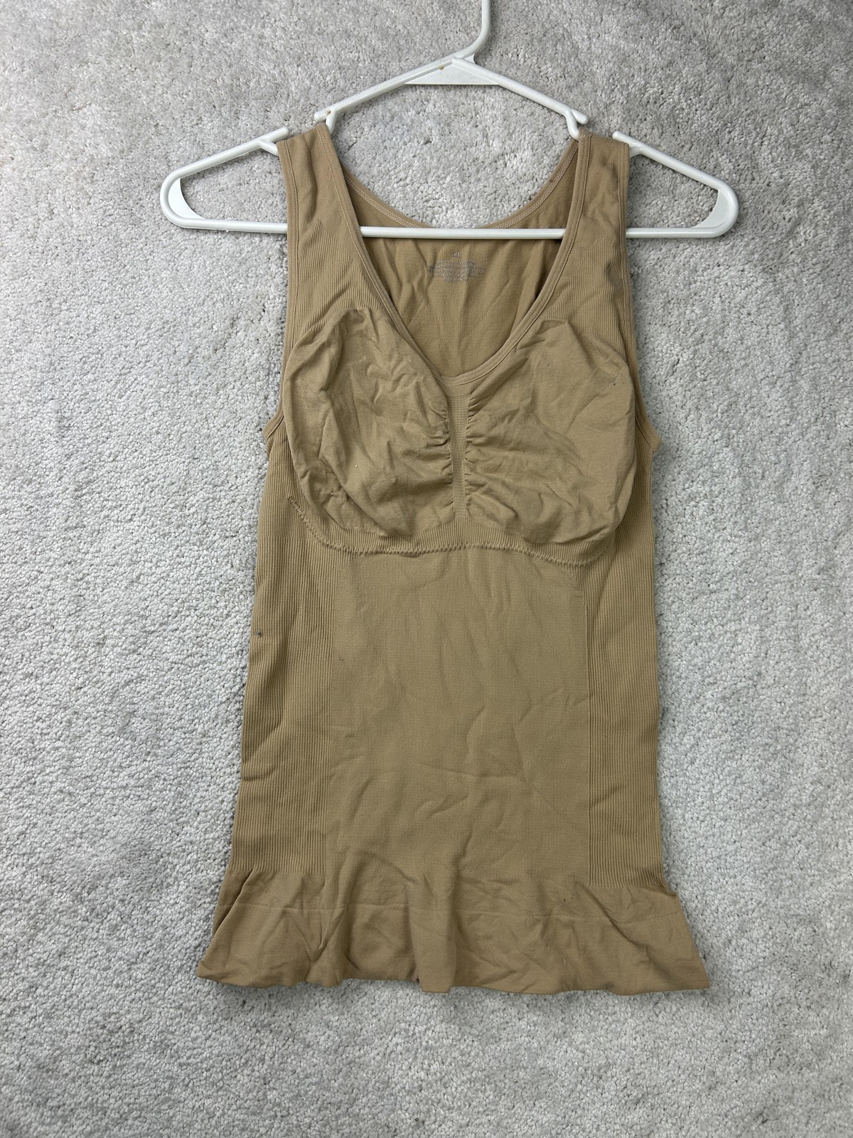 Shapewear Camisole Womens XL Beige Seamless Tank Top Built In Bra Slimming