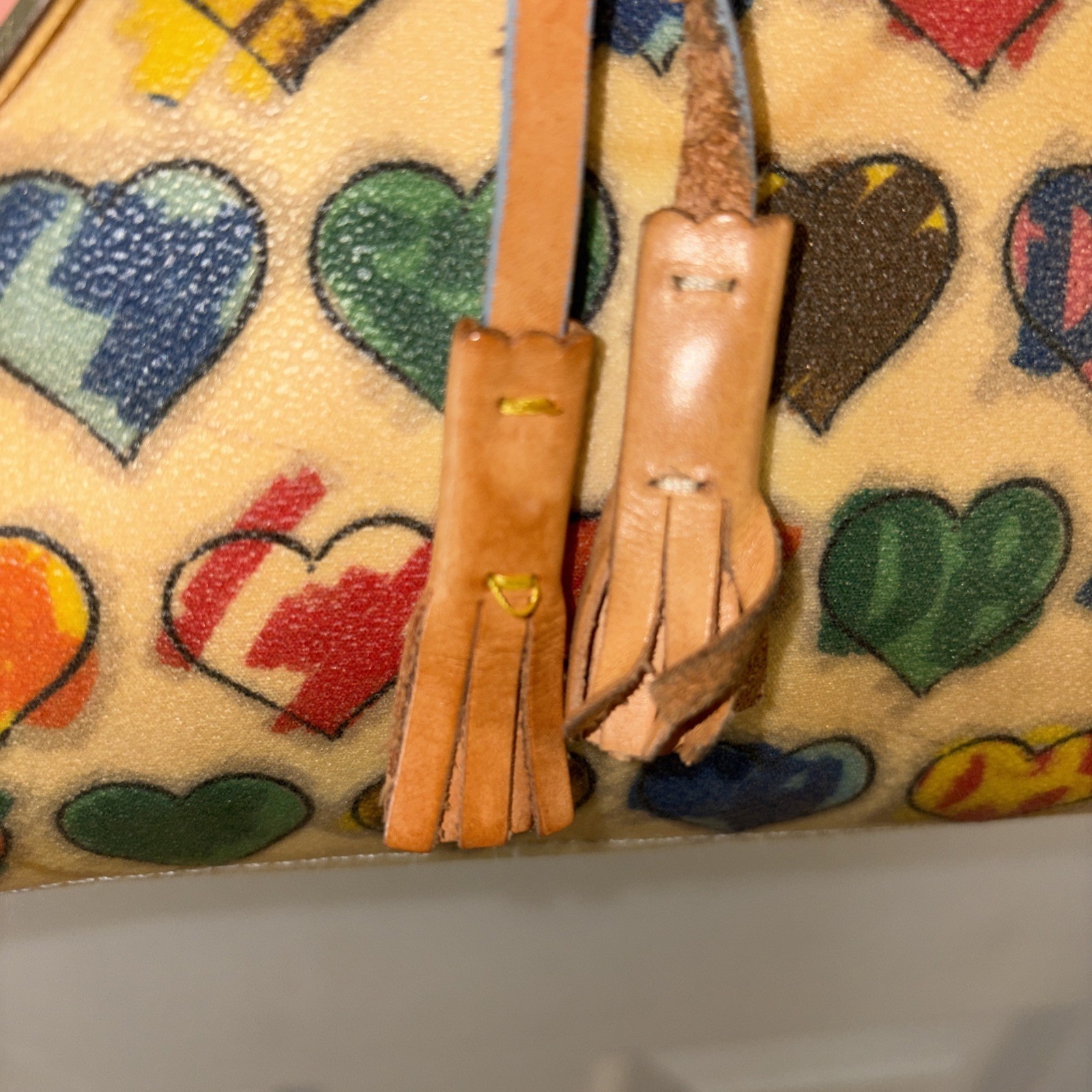 Dooney & Bourke Multi-Colored Rainbow Doodle Heart Vintage Handbag