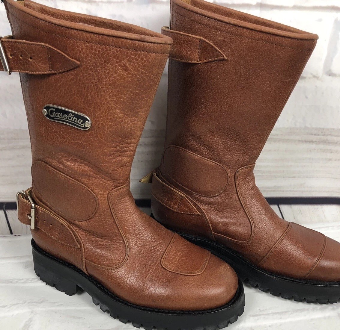 NEW Gasolina Men’s High Octane Hand Made Brown Motorcycle Boots Size 5.5 D