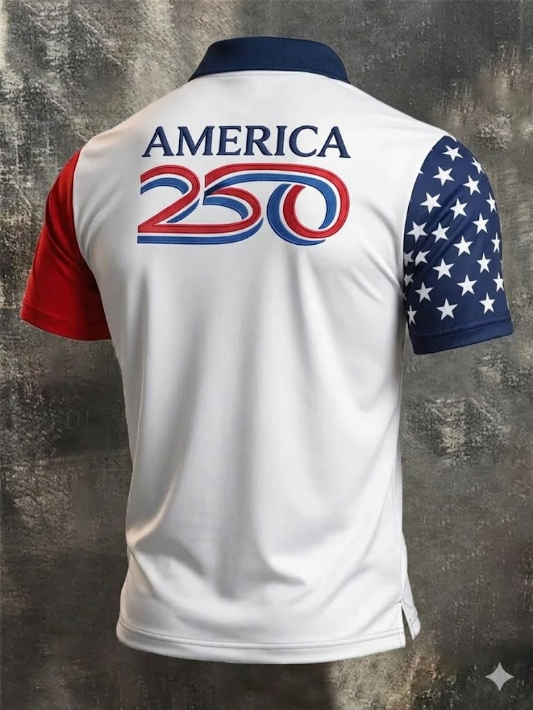 USA 250th Anniversary Patriotic Polo Shirt