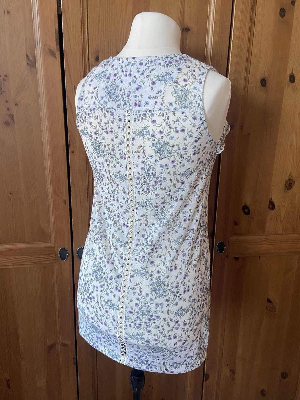 Next White Floral Vest Top | Longline Sleeveless Tunic | Cottagecore | Size 8