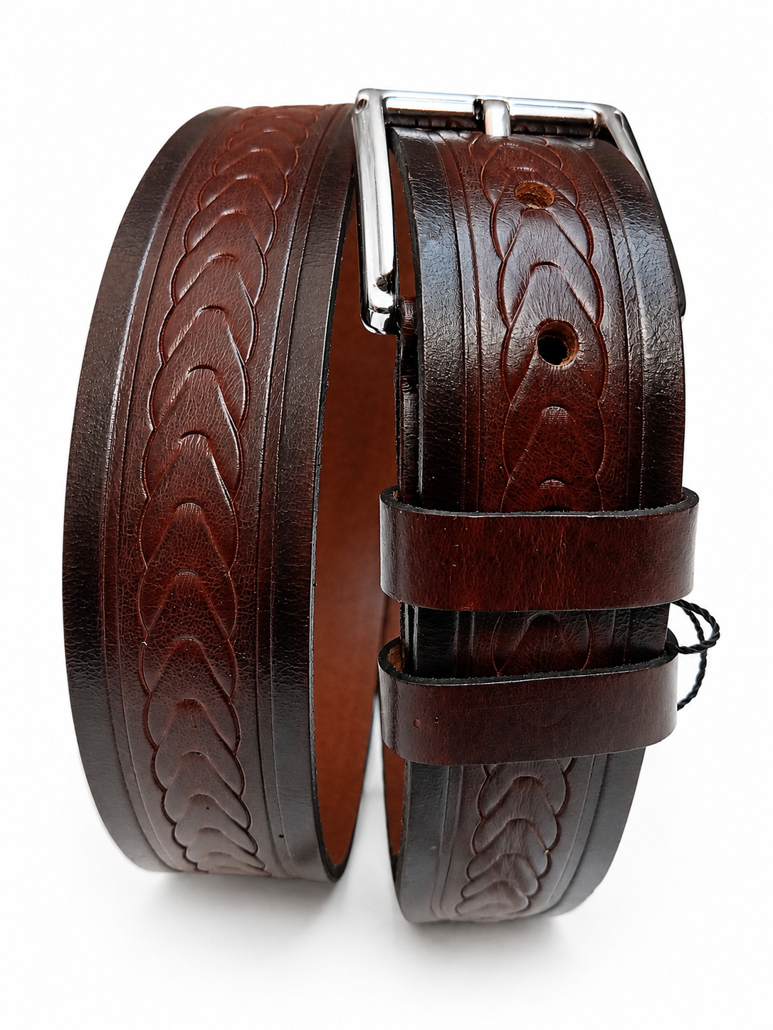 Conwoy Dark Brown Buffalo Leather Belt 130 cm 52 in 1.5 in 38 mm Western Braid