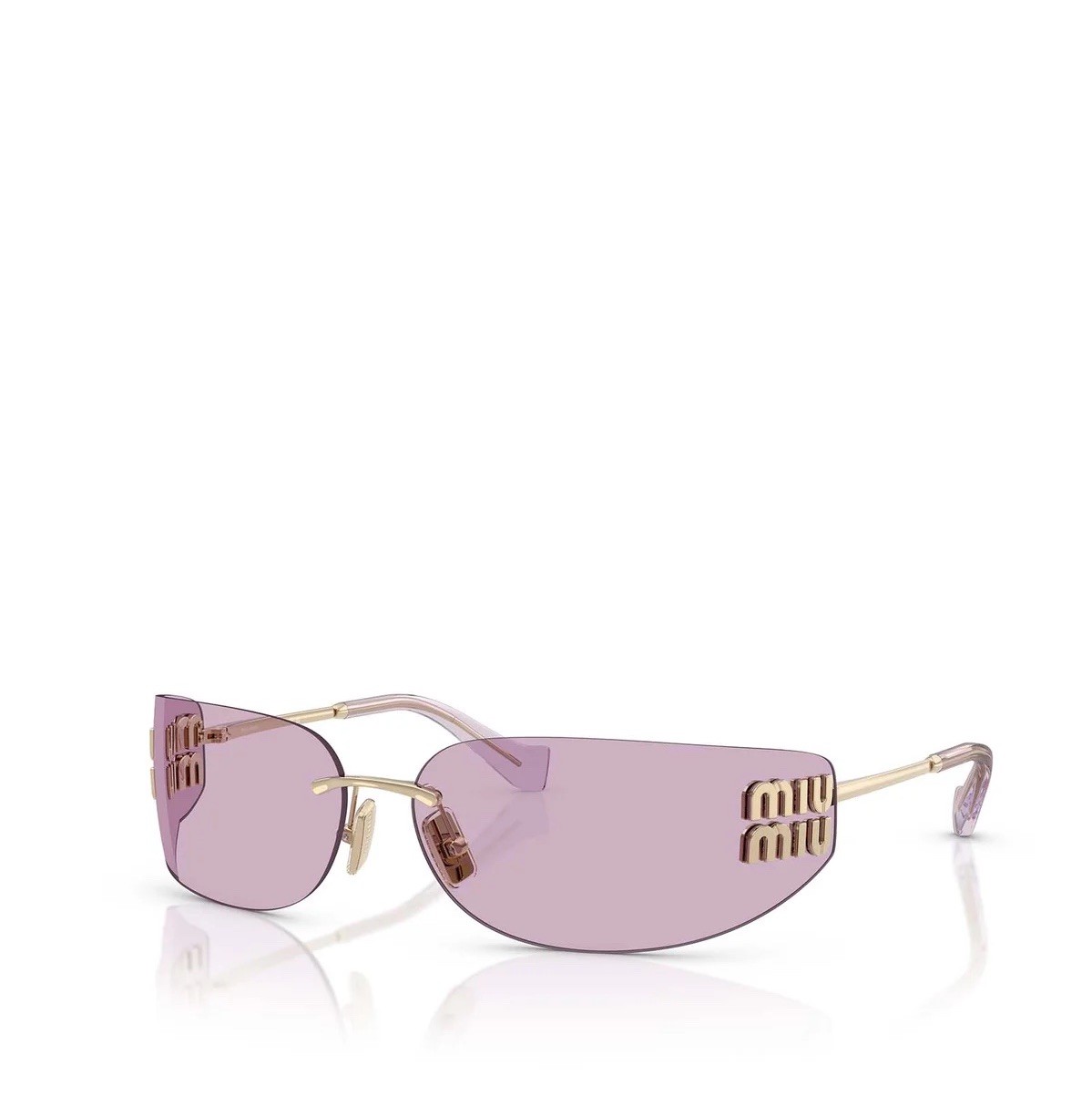 Miu Miu AUBE MU A51S ZVN90O Light pink Lenses Rimless Rectangle Sunglasses