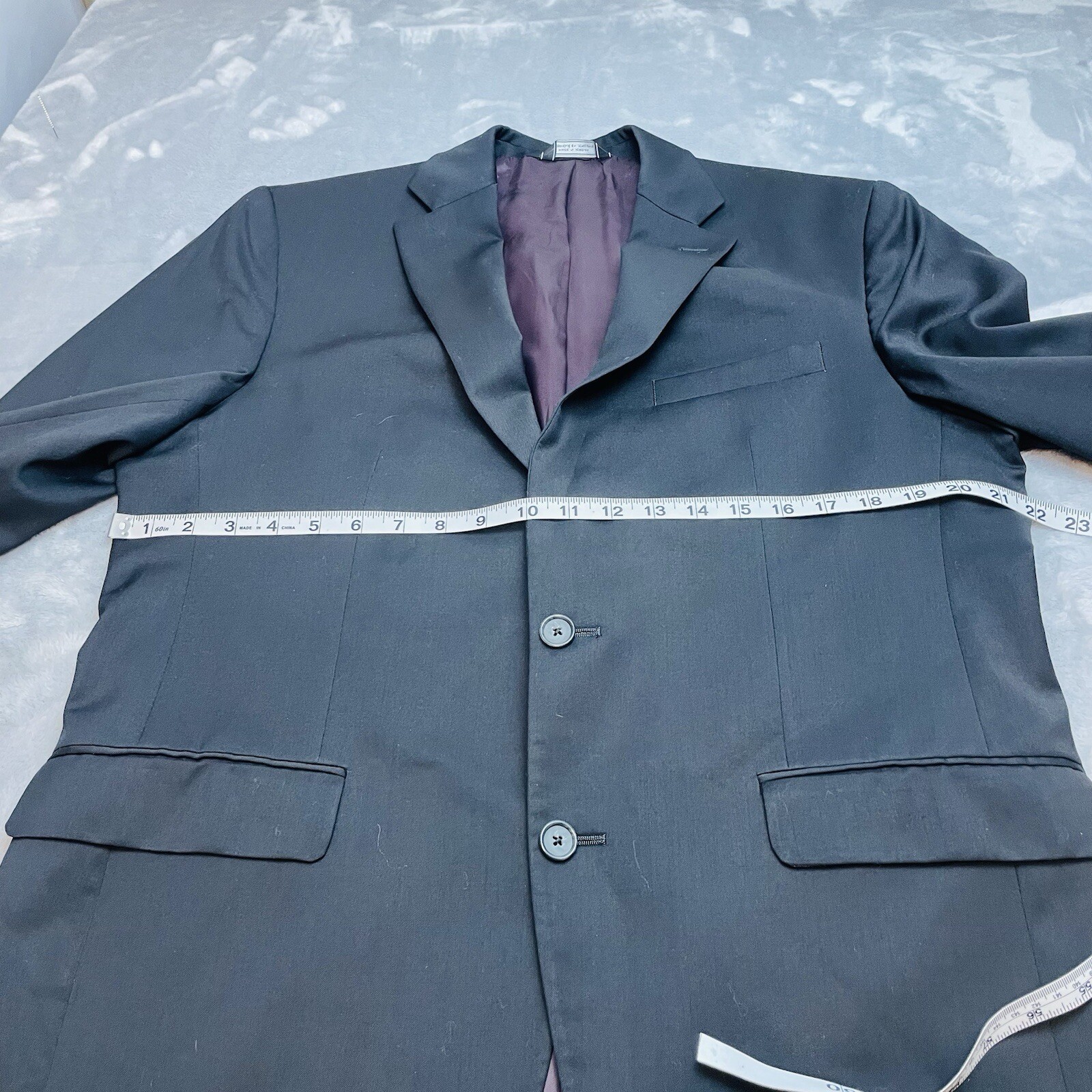 Saks Fifth Avenue Mens Everest Blazer Jacket Size 42R Black Marzotto 100% Wool