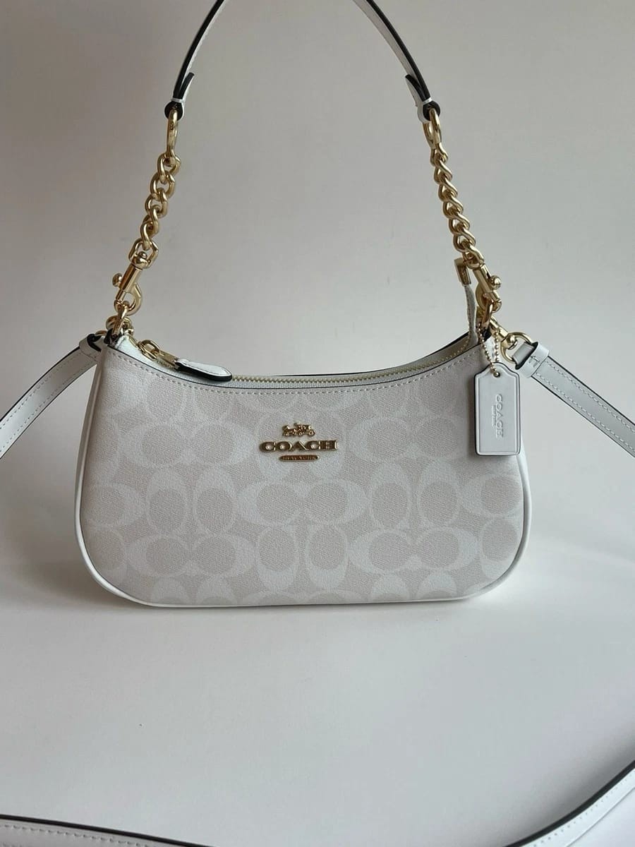 COACH Teri 2-Way Signature Shoulder Bag – White Chalk Crossbody, NWT
