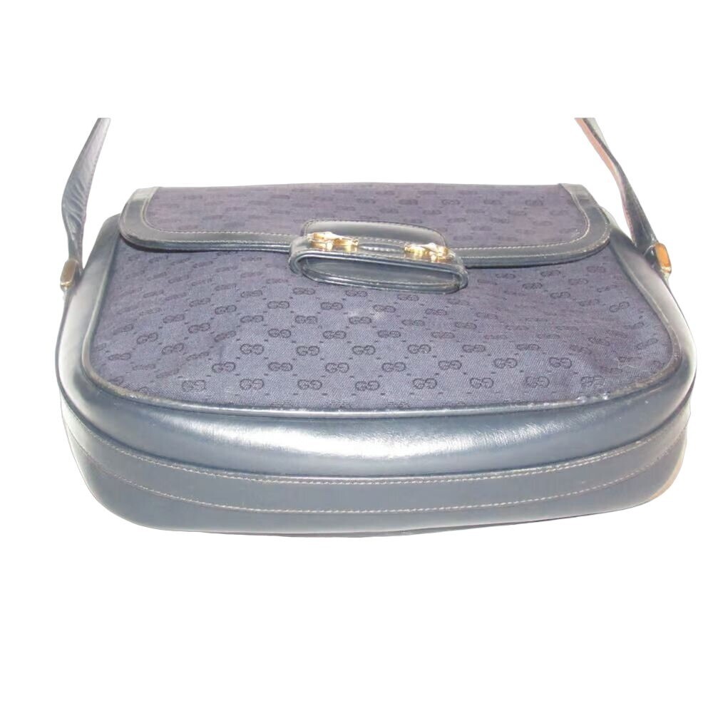 Gucci blue micro Guccissima 1955 horse-bit shoulder/crossbody
