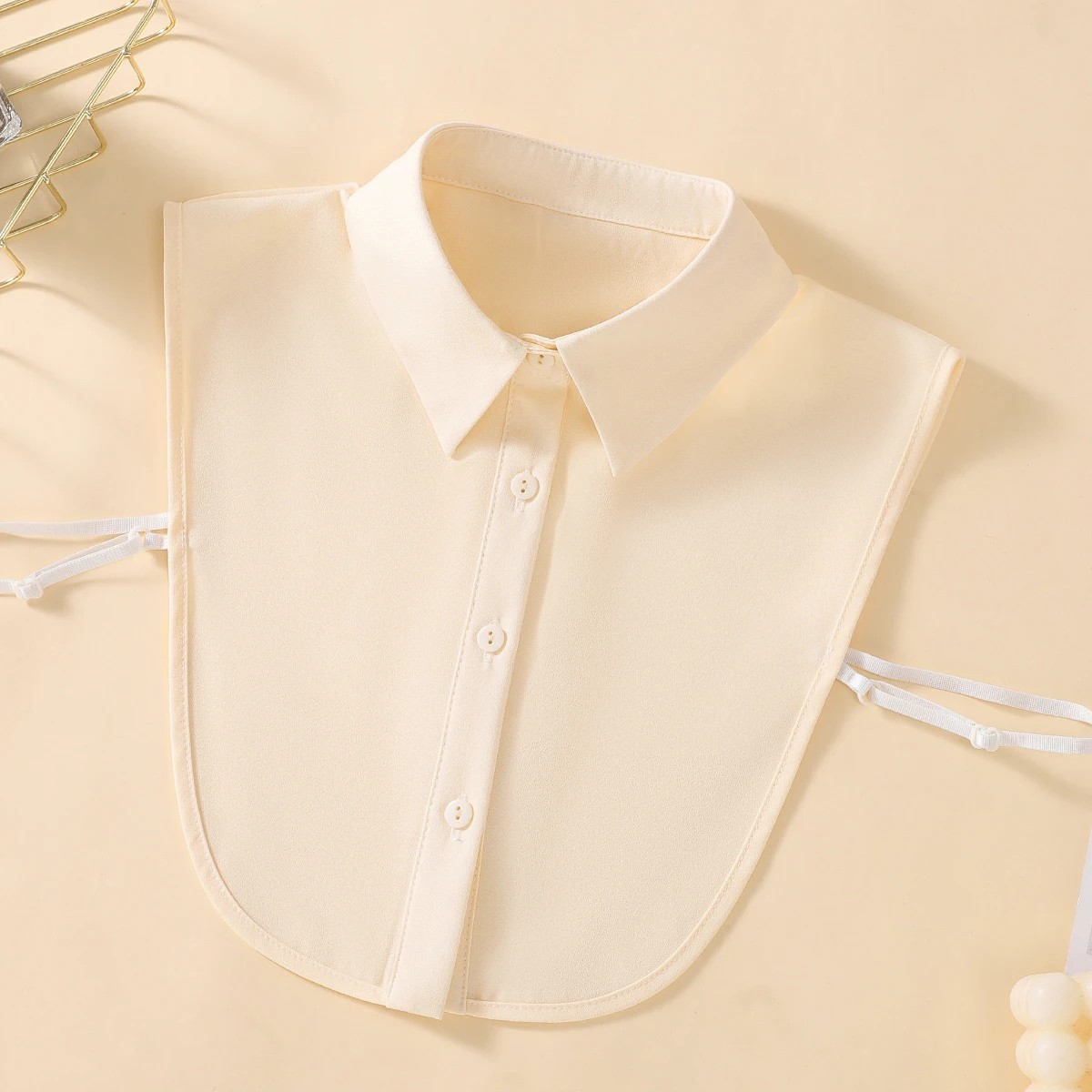 Women Chiffon Detachable False Collar Solid Color Lapel Half Shirt Insert