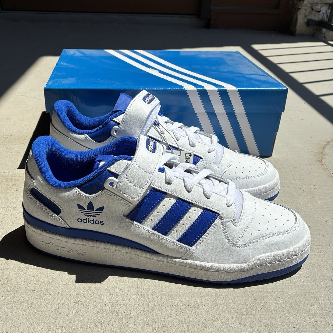 adidas Forum Low Men’s Leather Sneakers White/Royal Blue Lace FY7756 Size 12