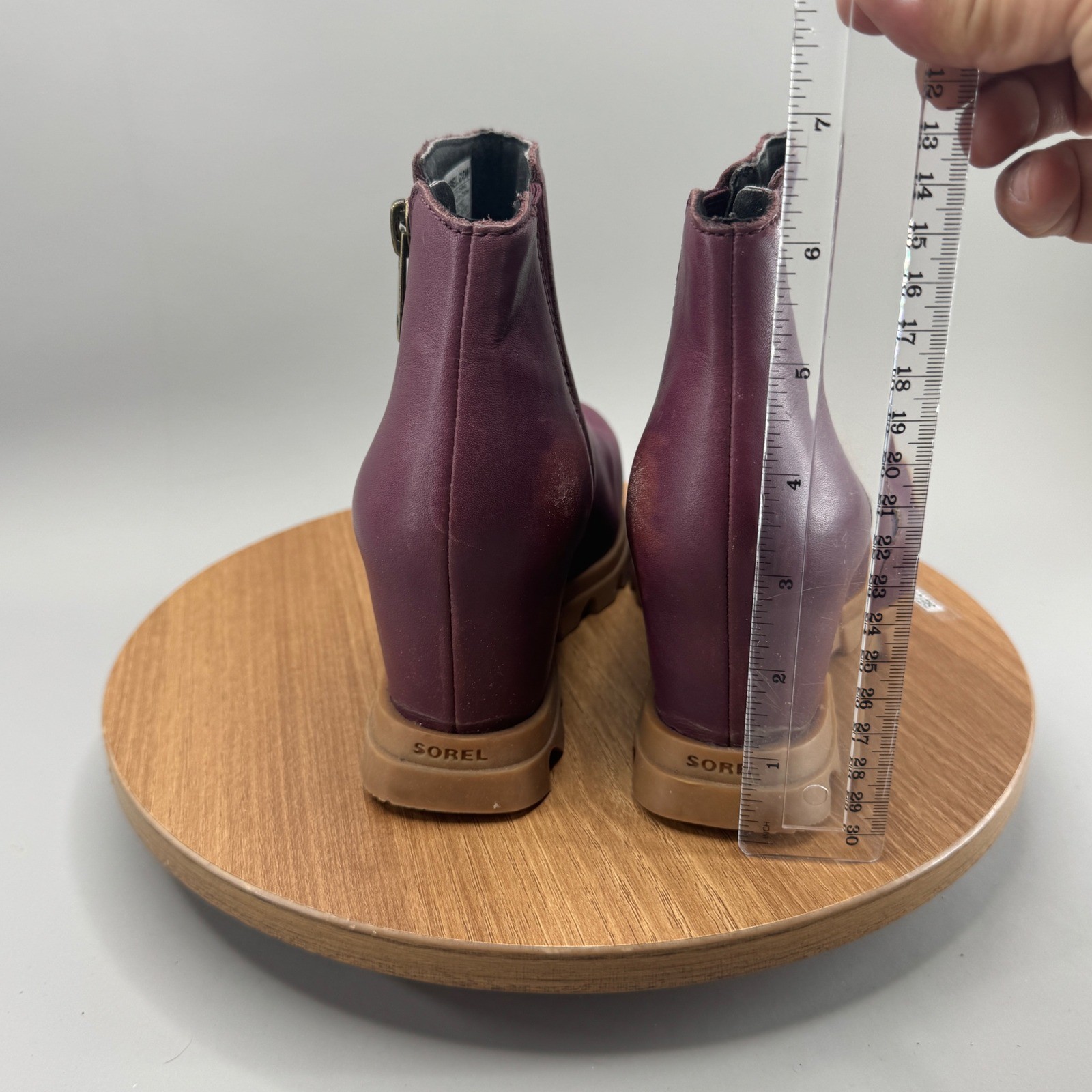 Sorel Joan of Arctic Wedge III Zip Bootie 6 Purple Leather Gorpcore Urban Rugged