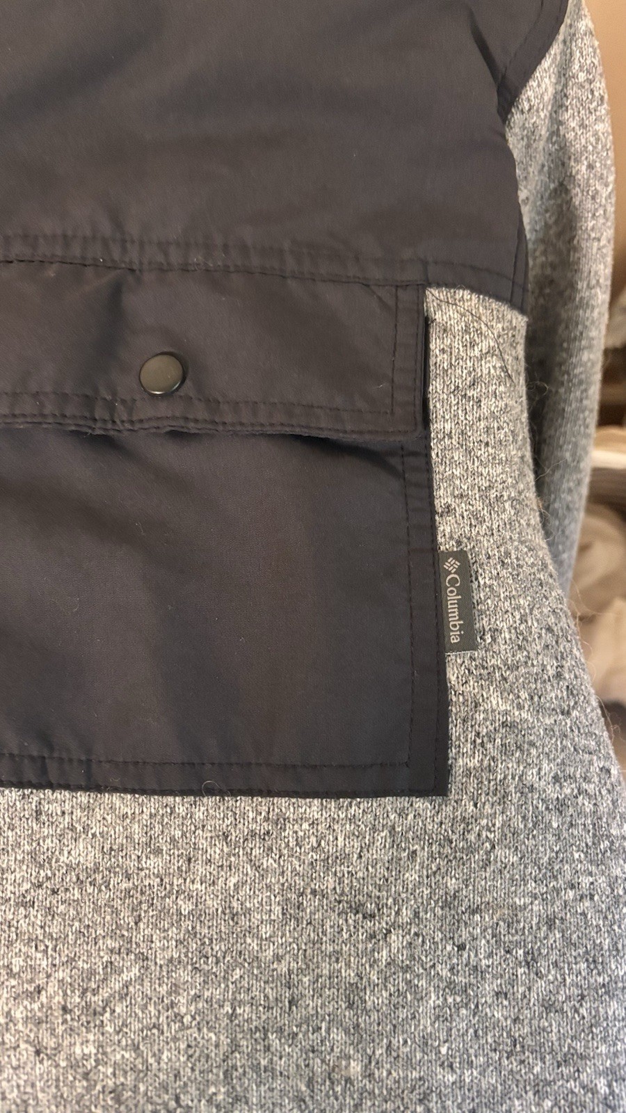Columbia Men’s Size L Gray/Black Full Zip Fleece Jacket Stand-Up Collar