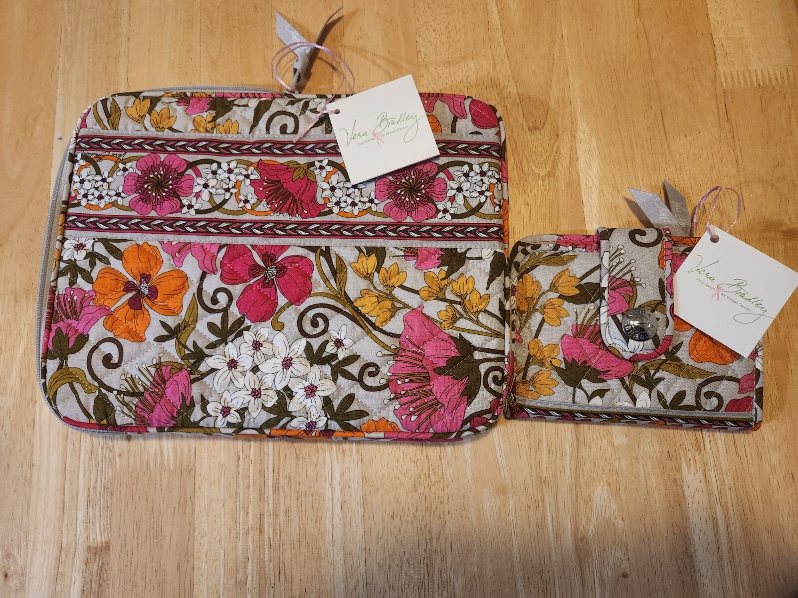 Vera Bradley Tablet Sleeve and Wallet set in Tea Garden pattern NTW